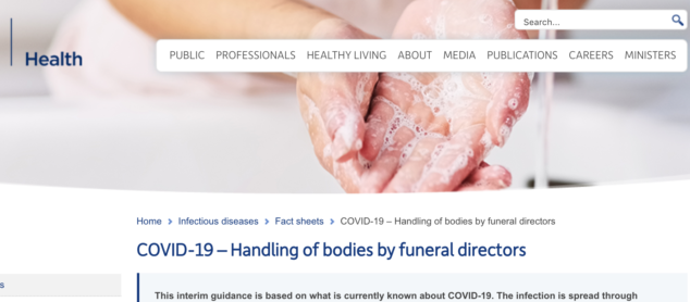 Covid-19 - Handling of bodies by funeral directors