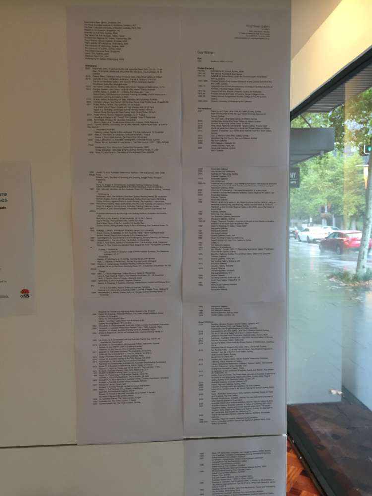Trying to fit Guy's list of exhibitions into one photo - and failing.