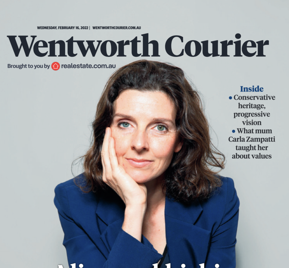 Allegra Spender, cover story, Wentworth Courier, Wed Feb 16, 2022, Photo by Renee Nowytarger, courtesy of News Corp