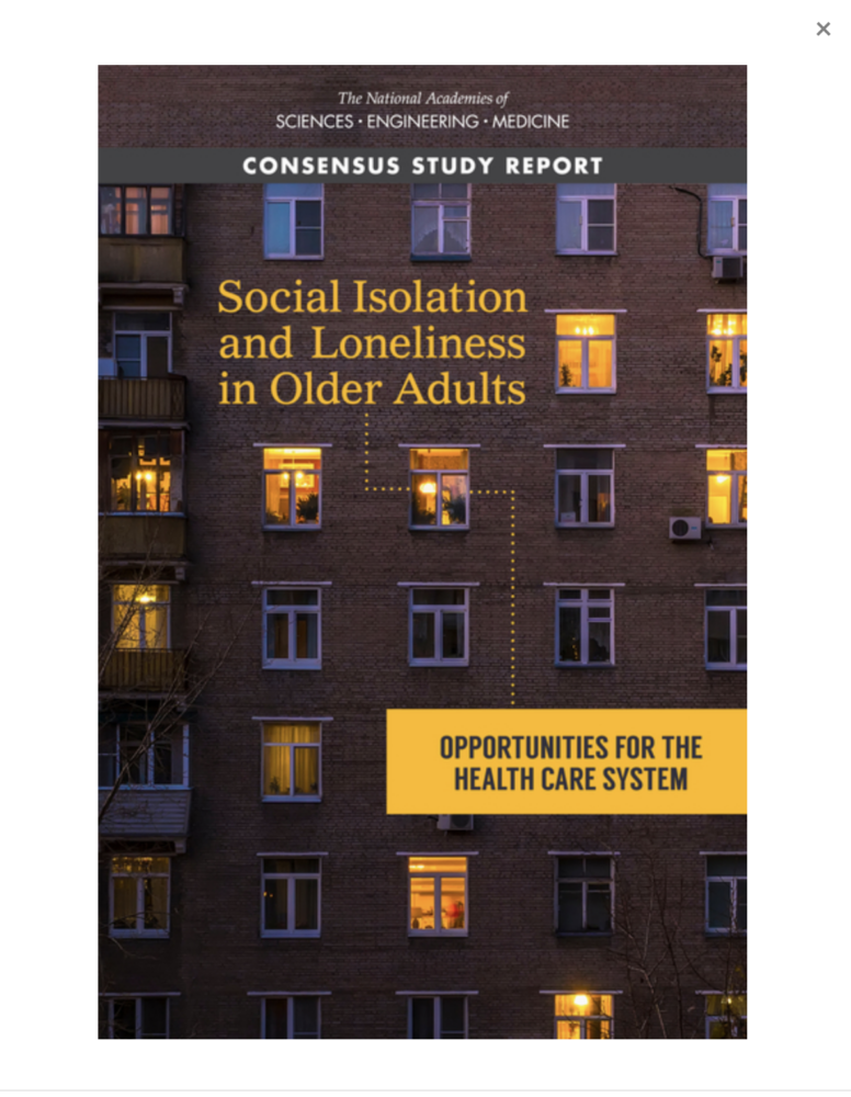 Disenfranchised Grief - Melbourne two years on. Cover of NASEM's consensus study report Social Isolation and Loneliness in Older Adults.