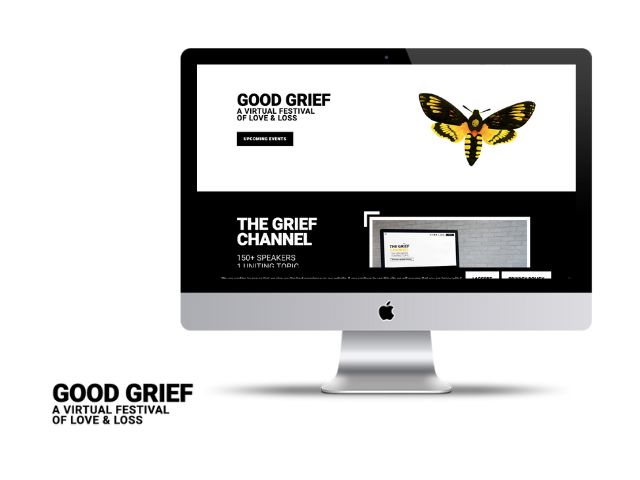 Cmputer screen with Good Grief Festival
