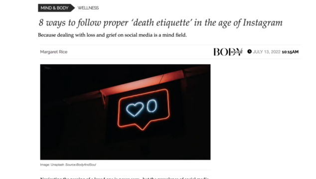 Eight ways to follow proper 'death etiquette' in the age of Instagram - Body + Soul.