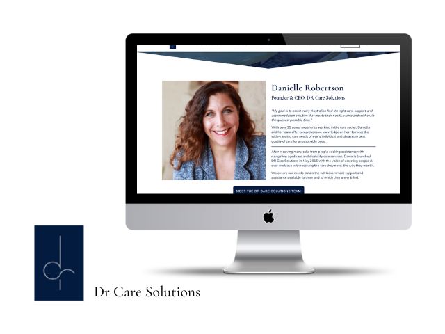 Computer screen with Dr care Solutions website on screen