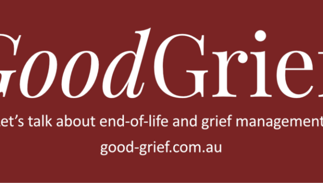 Good Grief! logo on maroon background