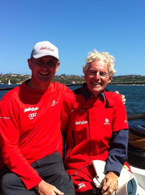 Blue Robinson (left) and Carl Ryves on board Wild Oats XI