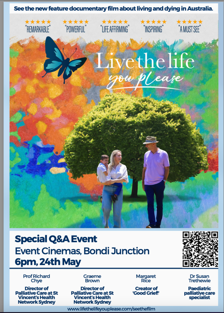 Poster for Live the Life You Please Special Event at Bondi Junction.