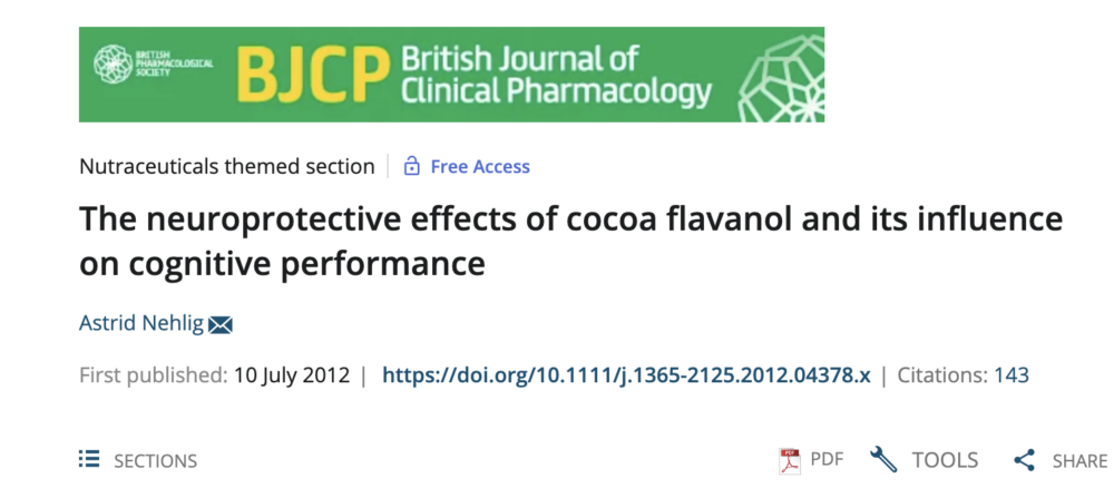 The neuroprotective effects of cocoa flavanol and its influence on cognitive performance, by Astrid Nehlig