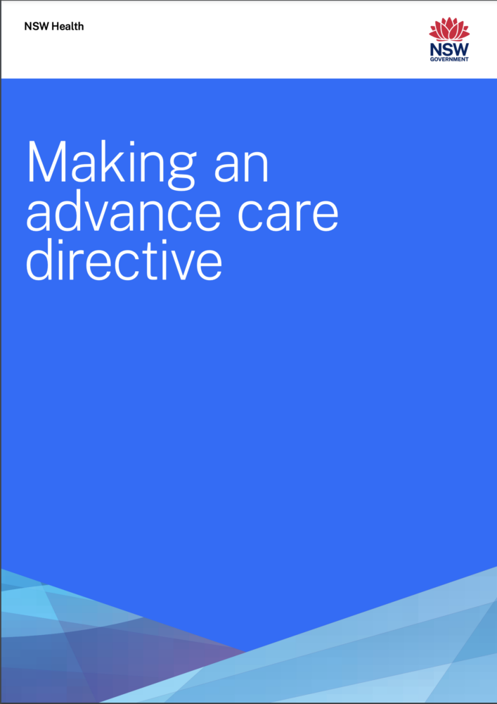 Cover of NSW Health Advance Care Directive form - most up to date 2023-09-06
